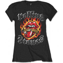 ROLLING STONES - FLAMING TATTOO TONGUE (GIRLIE) - TRIKO