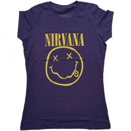 NIRVANA - YELLOW HAPPY FACE (PURPLE) (GIRLIE) -TRIKO