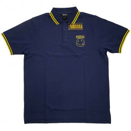 NIRVANA - HAPPY FACE (NAVY BLUE) (POLO SHIRT) -TRIKO