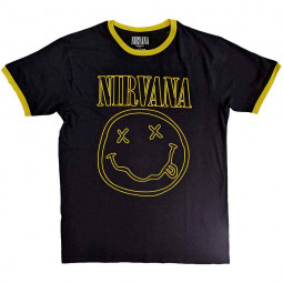 NIRVANA - OUTLINE HAPPY FACE (RINGER) -TRIKO