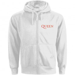 QUEEN - CLASSIC CREST (WHITE) (BACK PRINT) (GIRLIE) (ZIP) - MIKINA