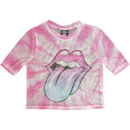 ROLLING STONES - PINK GRADIENT TONGUE (MESH) (CROP TOP) (GIRLIE) - TRIKO