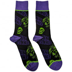 ROB ZOMBIE - SKULL FACE GREEN/PURPLE - PONOŽKY