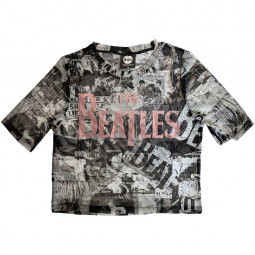 BEATLES - DROP T LOGO (ALL OVER PRINT) (CROP TOP) (MESH) (GIRLIE) - TRIKO