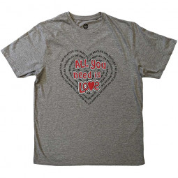 BEATLES - ALL YOU NEED IS LOVE HEART (GREY) - TRIKO